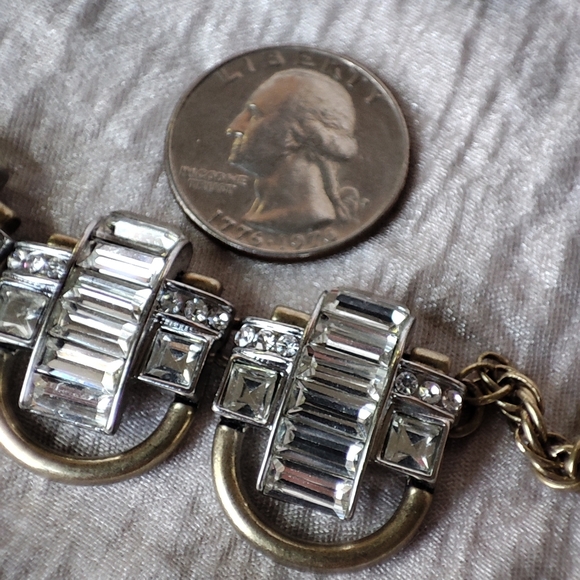 Banana Republic Baguette Silver and Gold Clear Rhinestone Square Round Stones - Picture 6 of 11